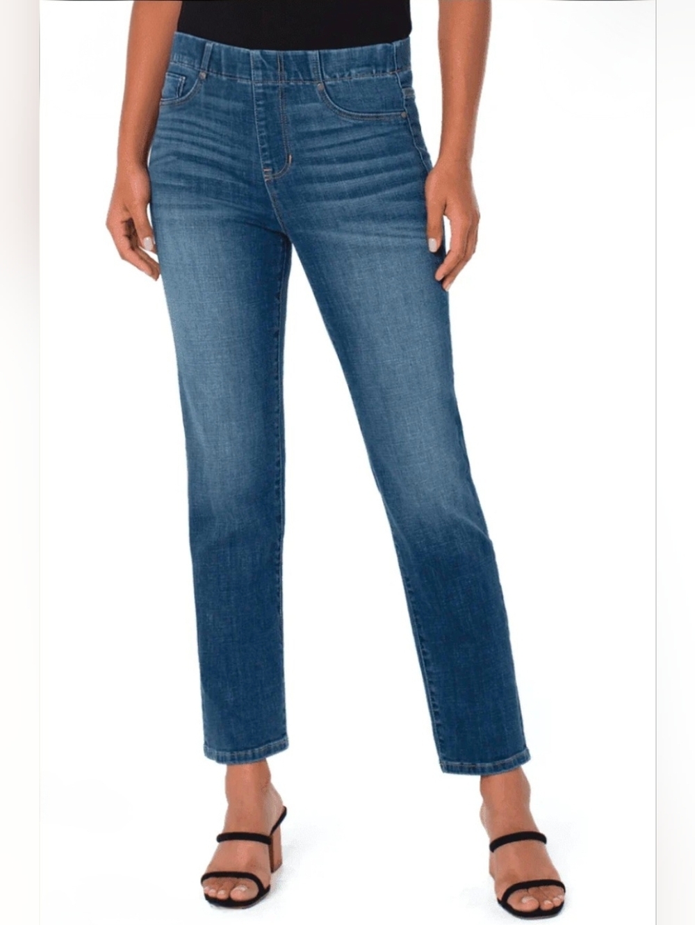 ❤ NWOT! LIVERPOOL JEANS COMPANY HIGH RISE CHLOE SLIM FIT PULL ON JEANS, 14 (32)